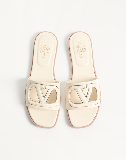 Valentino Garavani - Vlogo Cut-out Calfskin Slide Sandal - Ivory - Woman - Sandals